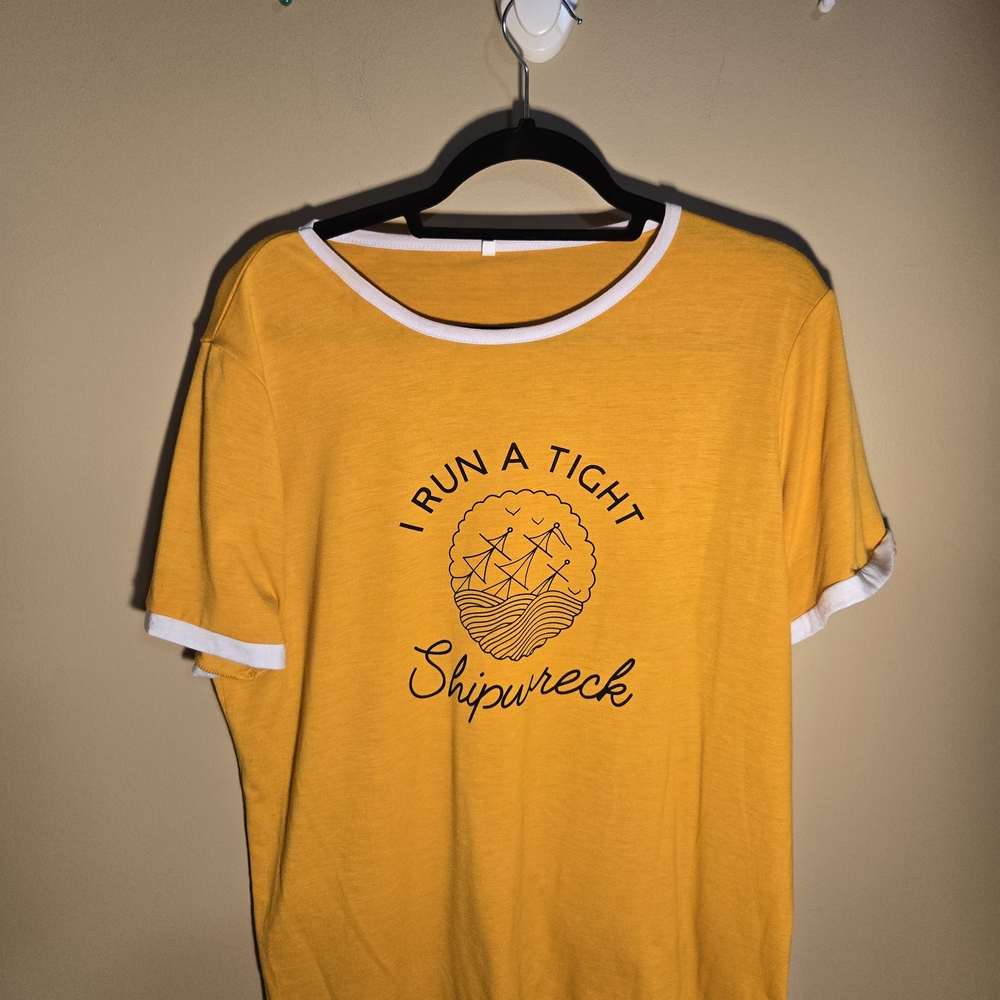 Yellow Graphic Tee with White Trim